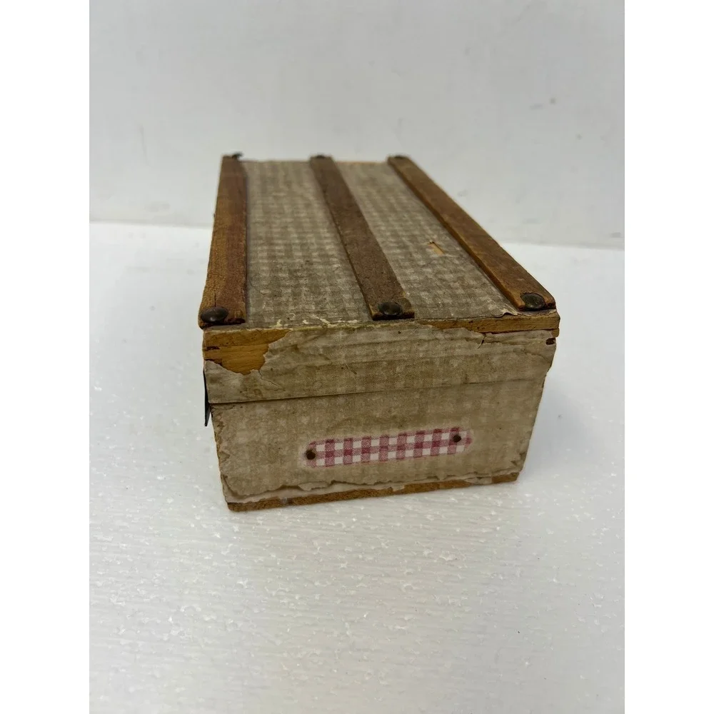 Wood Dollhouse Steamer Trunk Miniature Antique Storage Box Chest SALESMAN SAMPLE